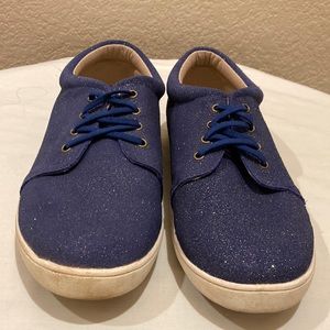 Monkey Feet Women’s Size Eu 40 Slip on Shoes Sneakers Blue Sparkle Faux Laces